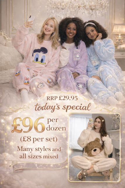 12 x Fluffy, Cosy Ladies/Teen Pyjamas