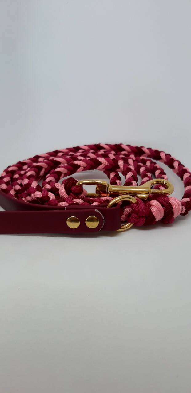 6 strand half round met biothane handvat | 3 kleuren