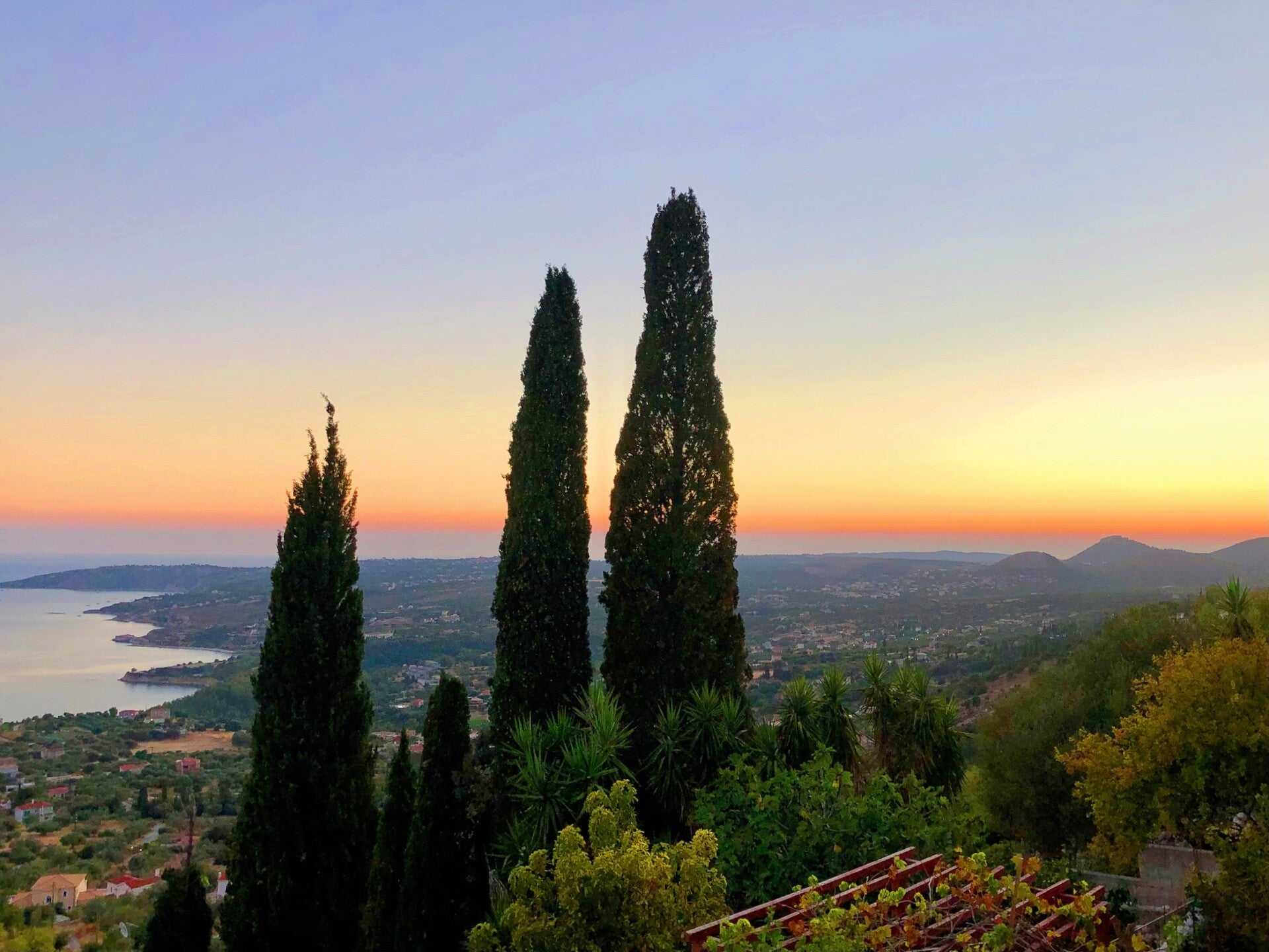 Sunset view from Vlachata over the Ionian Sea