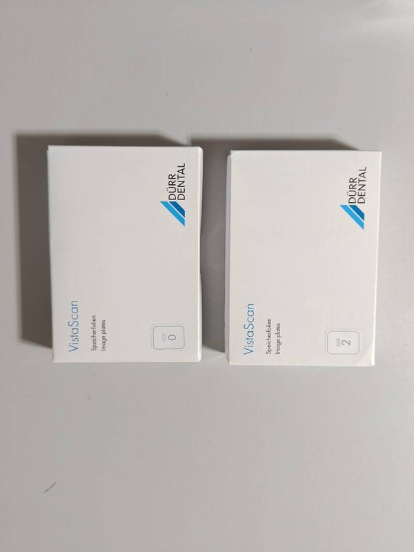lot de 2 boites Plaque Vistascan IQ DURR DENTAL taille 2 et 0