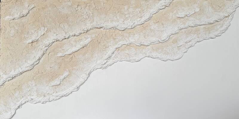 Toile 50 x 100 cm gros châssis / enduis et peinture  /  80€