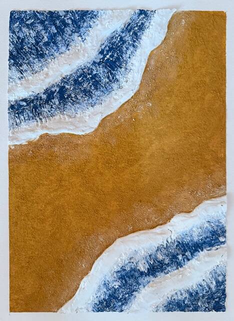 Toile 40 x 30 cm gros châssis / Enduit, sable et peinture / 35€