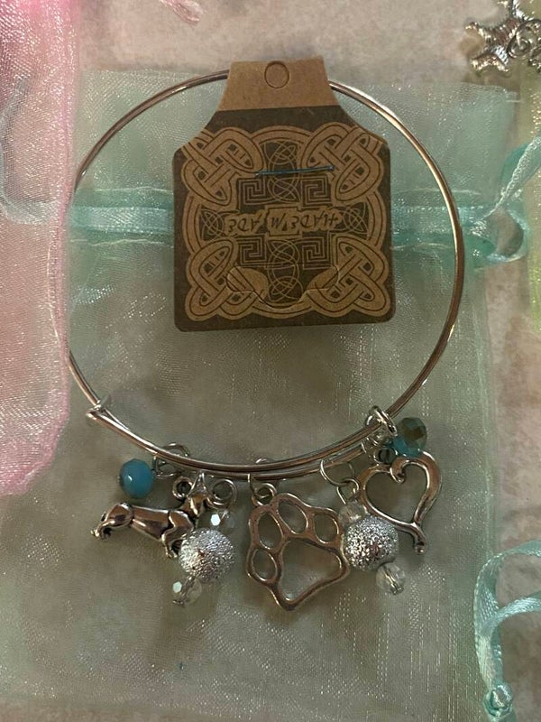 Pet themed bangle charm bracelet