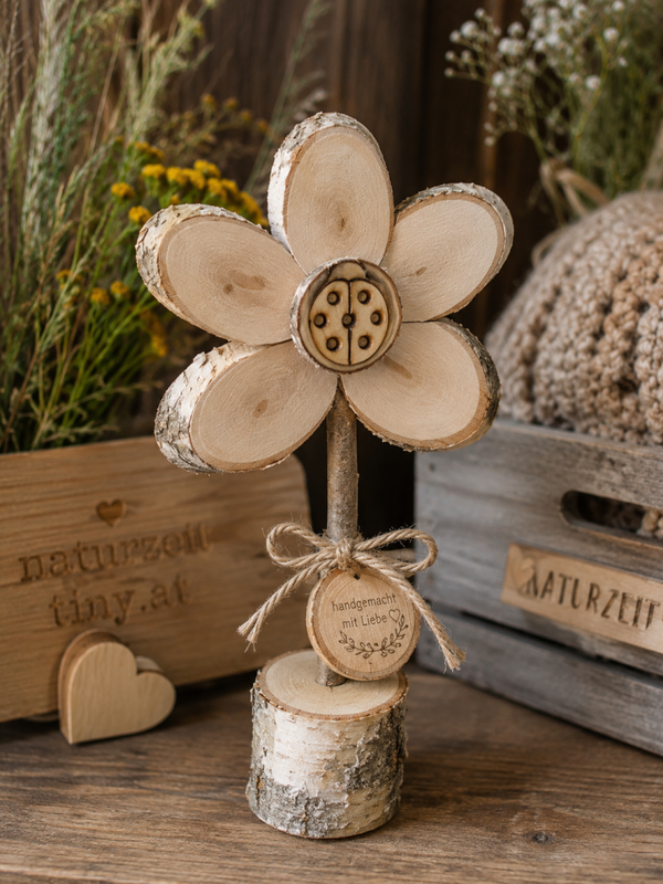 🌼 Holzblume aus Birkenholz