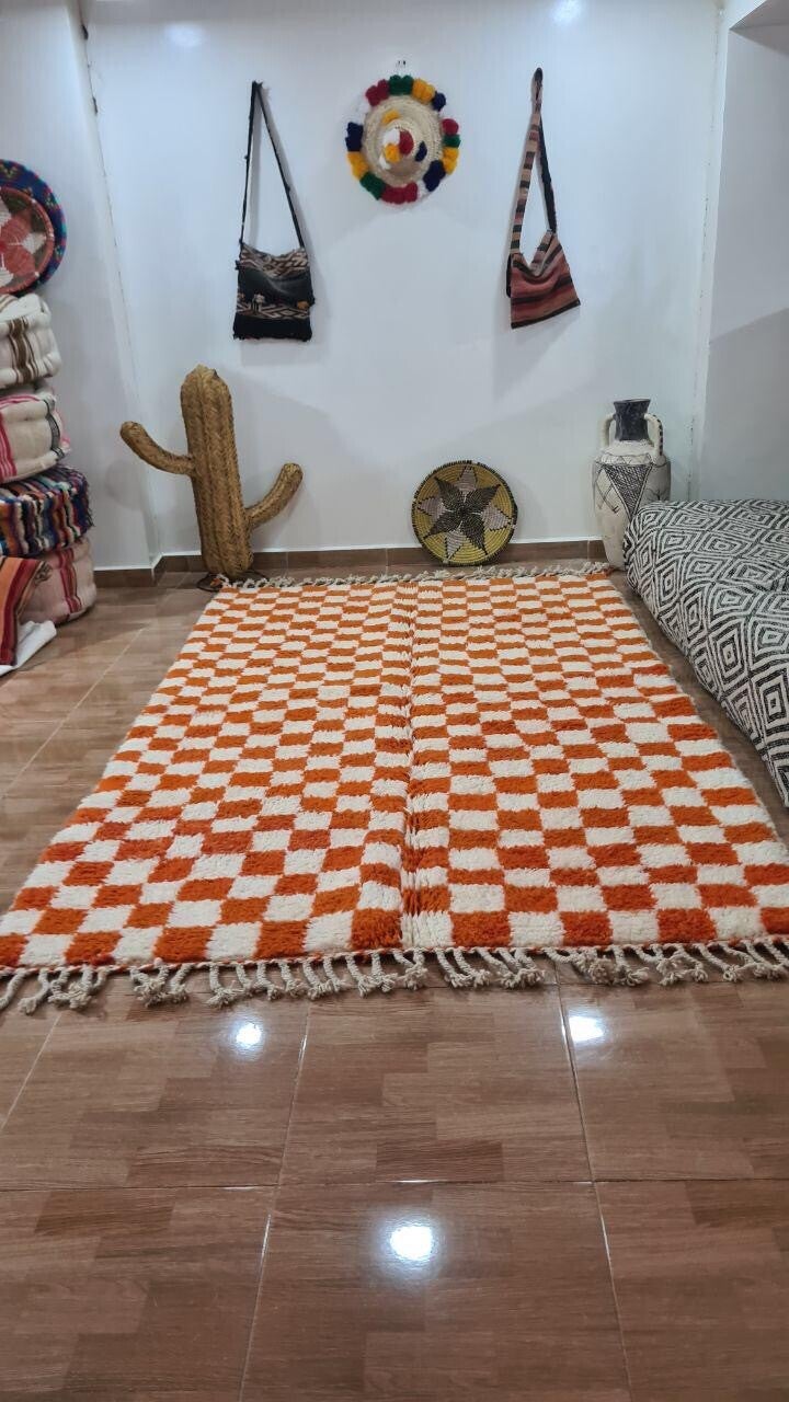 TAPIS DAMIER ORANGE