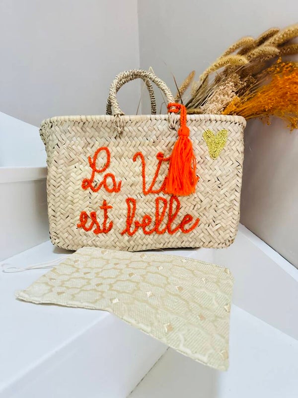 PANIER  LA VIE EST BELLE ORANGE