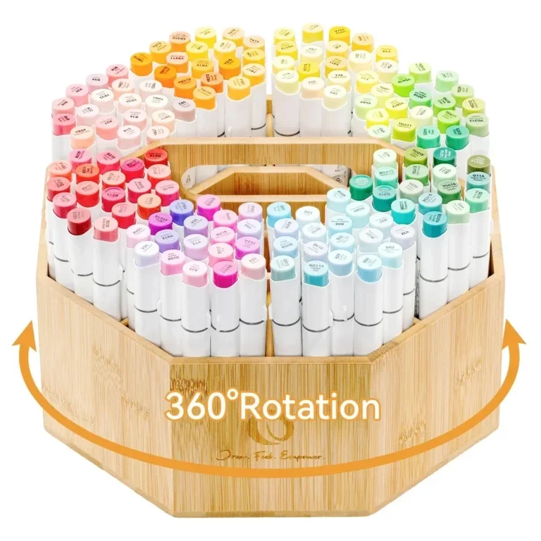 Ohuhu  Bamboo rotating marker organizer