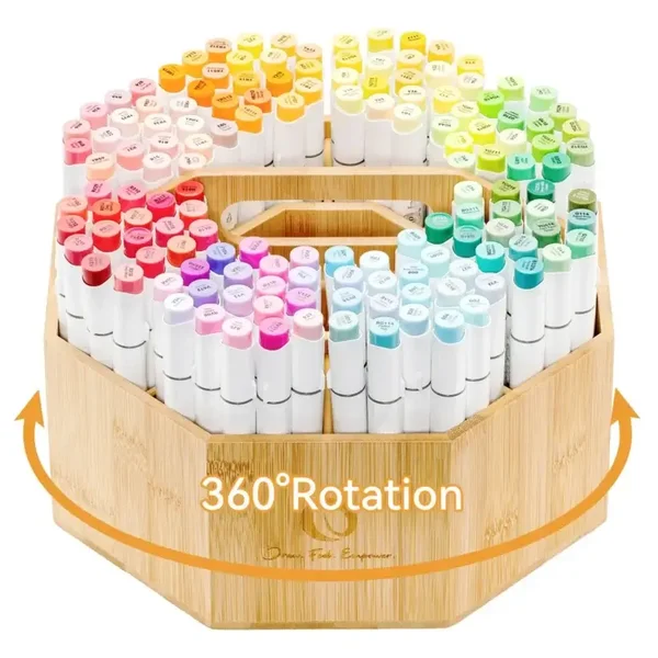 Ohuhu  Bamboo rotating marker organizer
