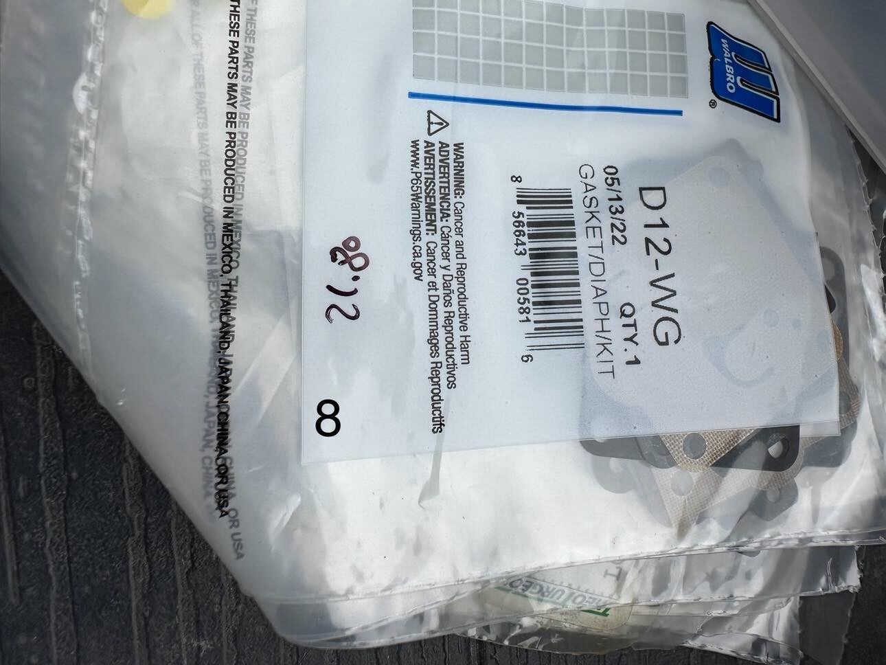 D12-WG  KIT MEMBRANES POUR WALBRO