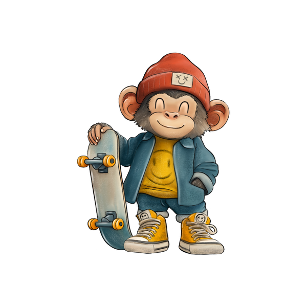 Bügelbild -Die Affen sind los Skater