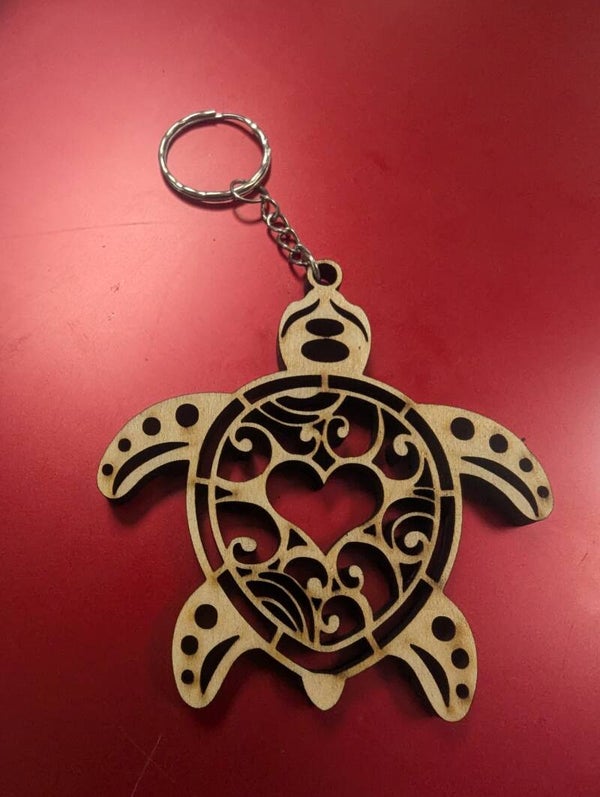 Wooden Turtle Keychain