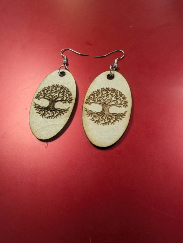 Tree of Life wooden earrings