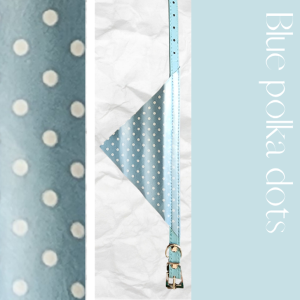 Bandana Collar - Blue Polka Dots