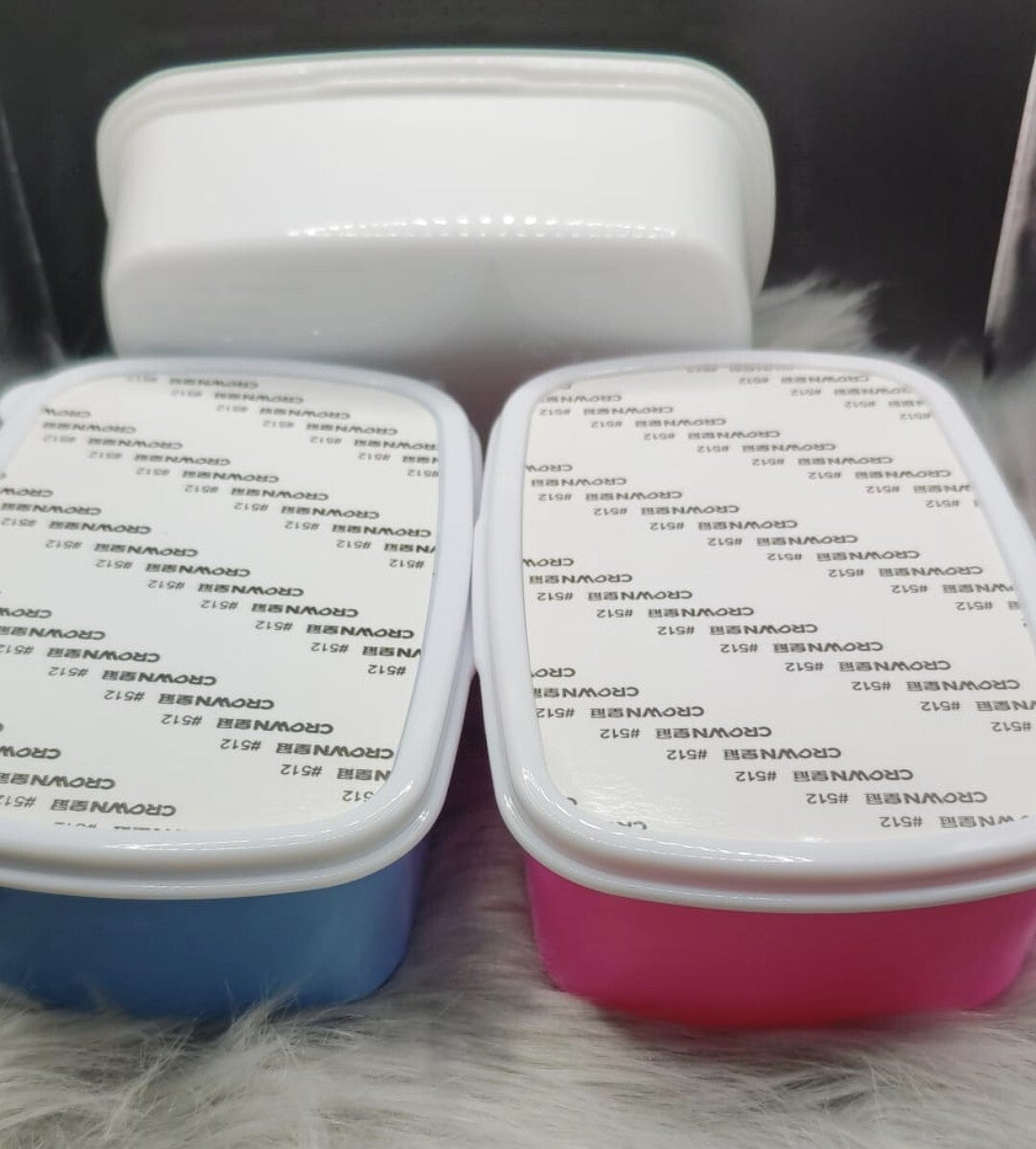 Brotdose mit Fach weiß pink blau
