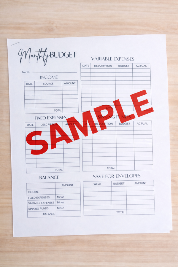Monthly details budget