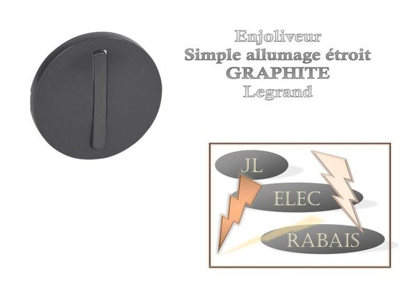 Enjoliveur " simple allumage doigt étroit GRAPHITE " Legrand Céliane