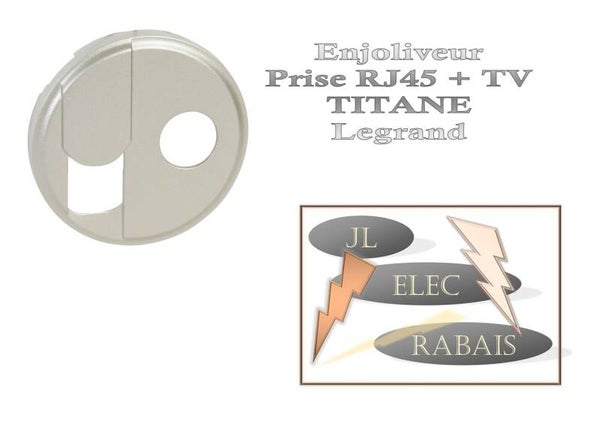 Enjoliveur " prise RJ45+TV TITANE " Legrand Céliane