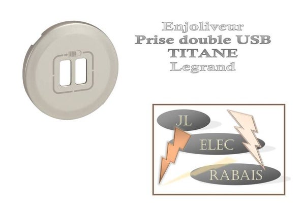 Enjoliveur " prise double USB TITANE " Legrand Céliane