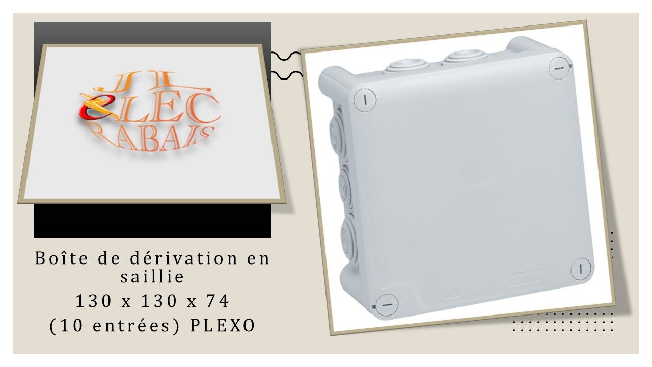 Boîte de dérivation en saillie 130 x 130 x 74 IP65 (10 entrées)
