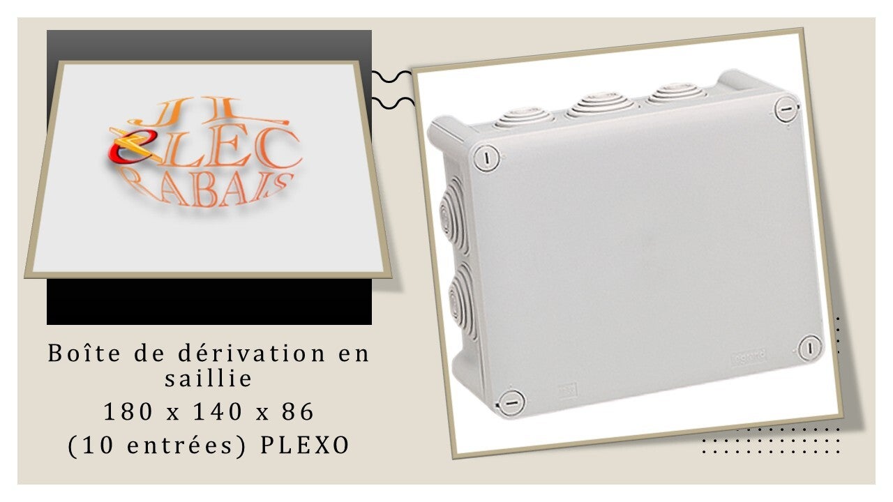 Boîte de dérivation en saillie 180 x 140 x 86 IP65 (10 entrées)