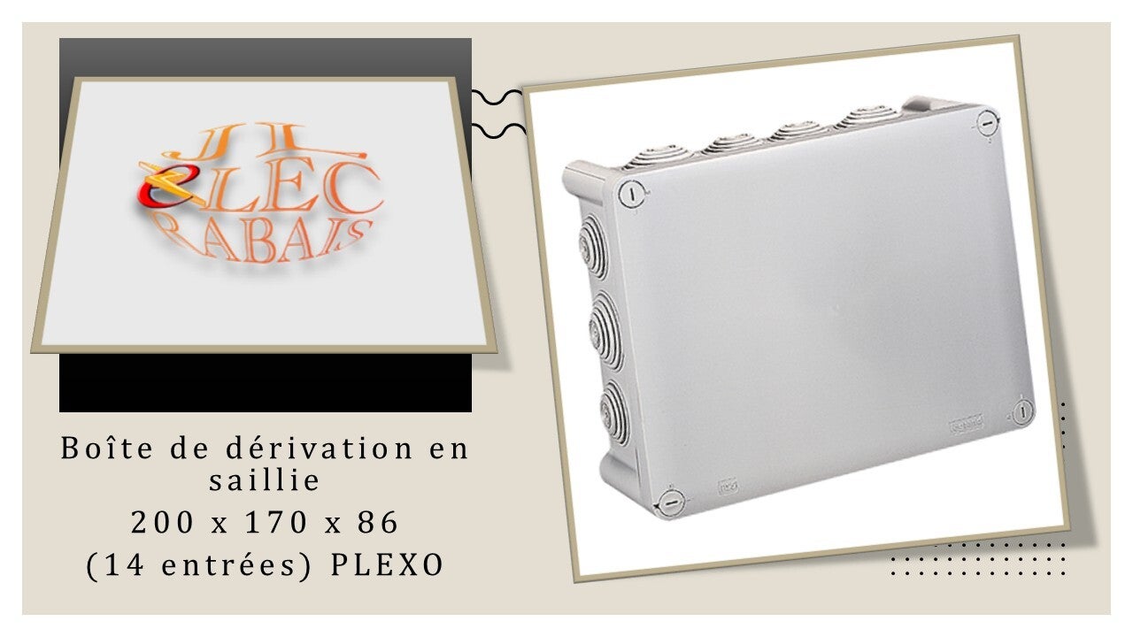 Boîte de dérivation en saillie 200 x 170 x 86 IP65 (14 entrées)