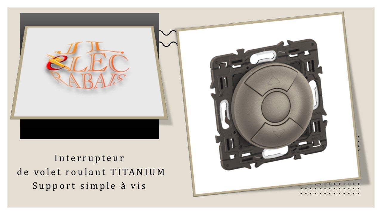 Interrupteur volet roulant (enjoliveur titanium) - support simple à vis