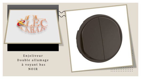 Enjoliveur " double allumage à voyant (emplacement bas) NOIR " Legrand Céliane (nouveau modèle)
