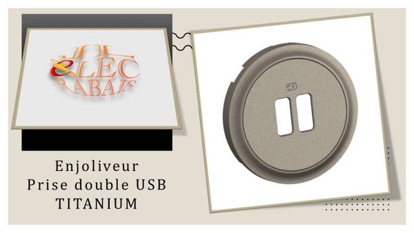 Enjoliveur " prise double USB TITANIUM " Legrand Céliane