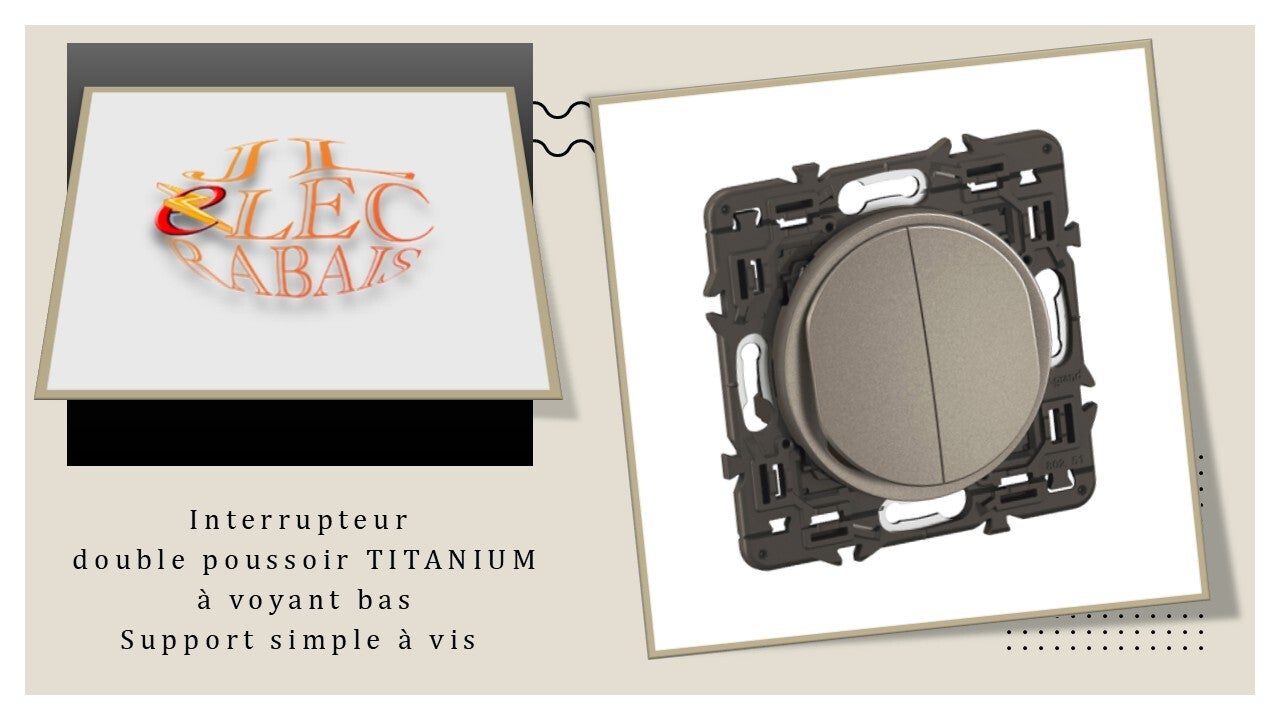 Interrupteur double poussoir à voyant (emplacement bas) (enjoliveur titanium) - support simple à vis