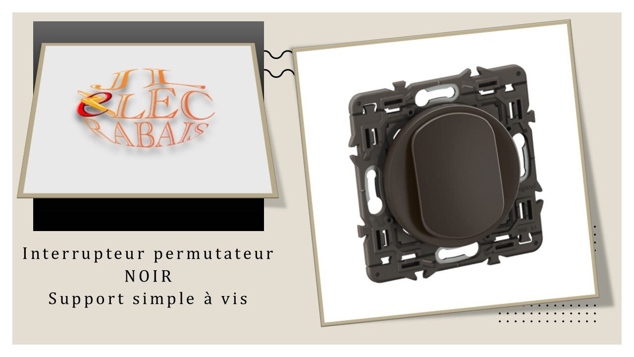 Interrupteur permutateur (enjoliveur noir) - support simple à vis