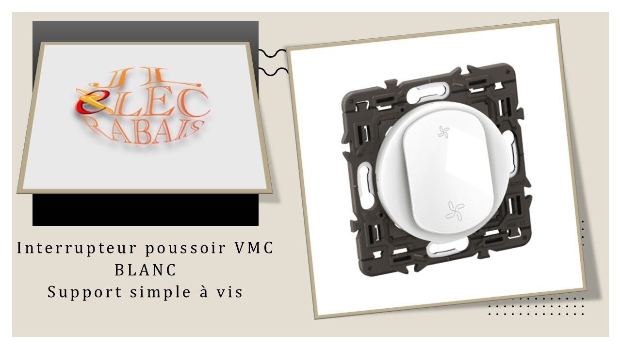 Interrupteur poussoir VMC (enjoliveur blanc) - support simple à vis