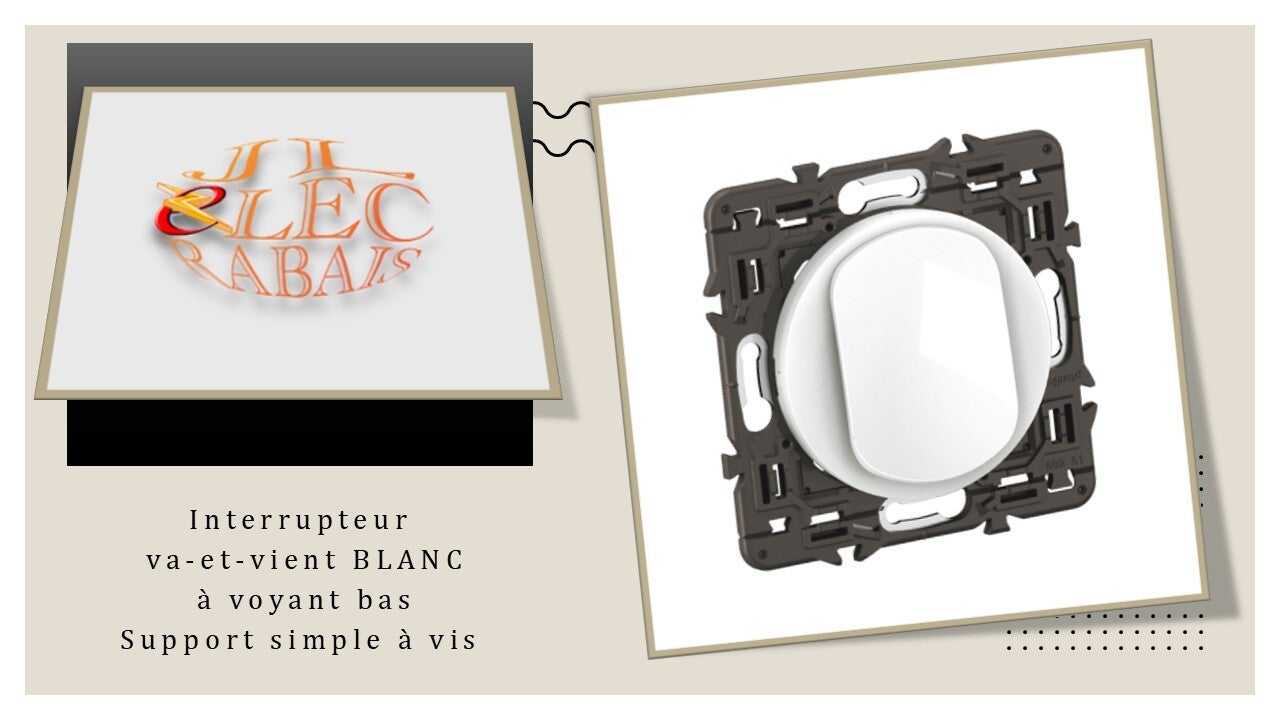 Interrupteur va-et-vient à voyant (emplacement bas) (enjoliveur blanc) - support simple à vis