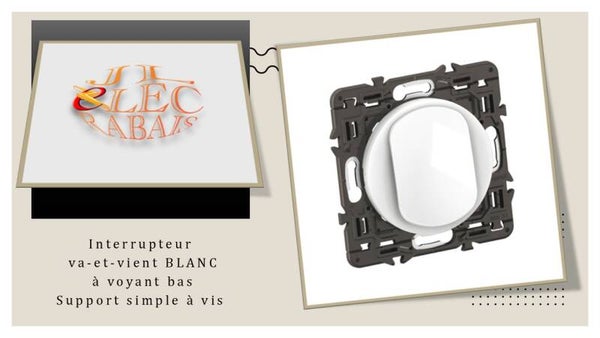 Interrupteur va-et-vient à voyant (emplacement bas) (enjoliveur blanc) - support simple à vis