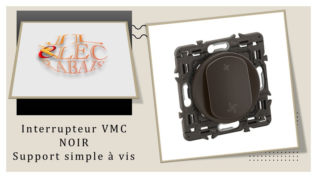 Interrupteur VMC (enjoliveur noir) - support simple à vis