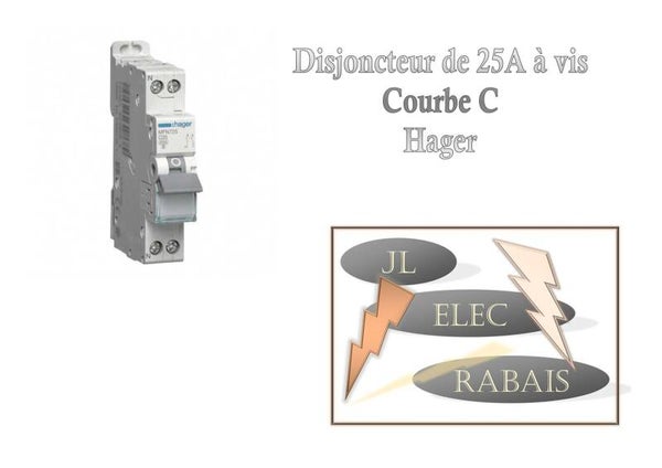Disjoncteur de 25A à vis Hager