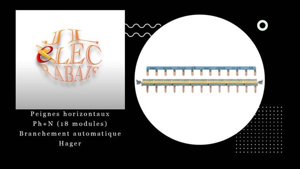 Lot de 2 peignes horizontaux PH+N (18 modules) pour modules auto Hager