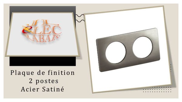 Plaque de finition " 2 postes ACIER SATINE " Legrand Céliane