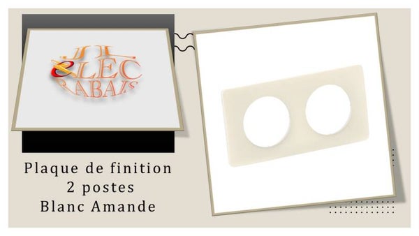 Plaque de finition " 2 postes BLANC AMANDE " Legrand Céliane