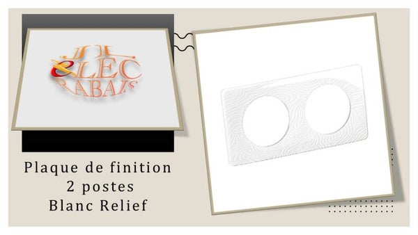 Plaque de finition " 2 postes BLANC RELIEF " Legrand Céliane