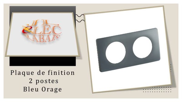 Plaque de finition " 2 postes BLEU ORAGE " Legrand Céliane