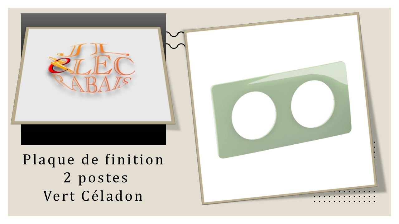 Plaque de finition " 2 postes VERT CELADON " Legrand Céliane