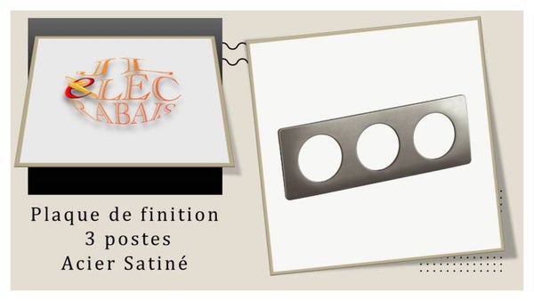 Plaque de finition " 3 postes ACIER SATINE " Legrand Céliane