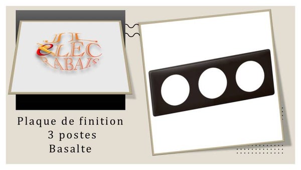 Plaque de finition " 3 postes BASALTE " Legrand Céliane