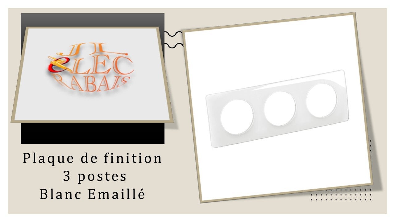 Plaque de finition " 3 postes BLANC EMAILLE " Legrand Céliane