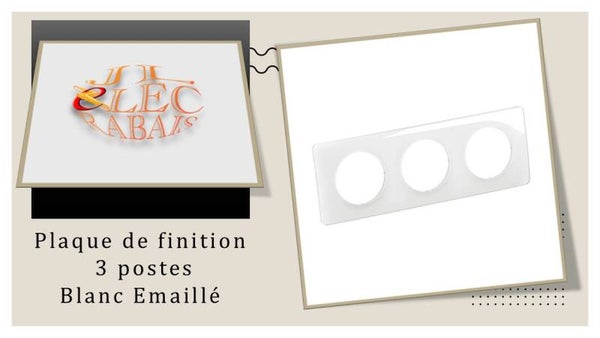 Plaque de finition " 3 postes BLANC EMAILLE " Legrand Céliane