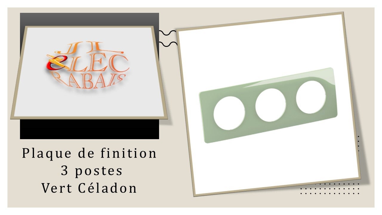 Plaque de finition " 3 postes VERT CELADON " Legrand Céliane
