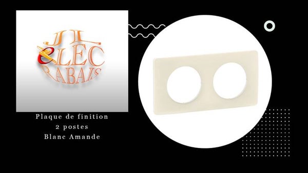 Plaque de finition " 2 postes BLANC AMANDE " Legrand Céliane