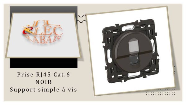 Prise RJ45 (enjoliveur noir) - support simple à vis