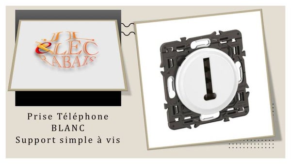 Prise Téléphone (enjoliveur blanc) - support simple à vis