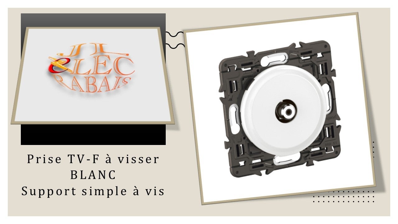 Prise TV-F à visser (enjoliveur blanc) - support simple à vis